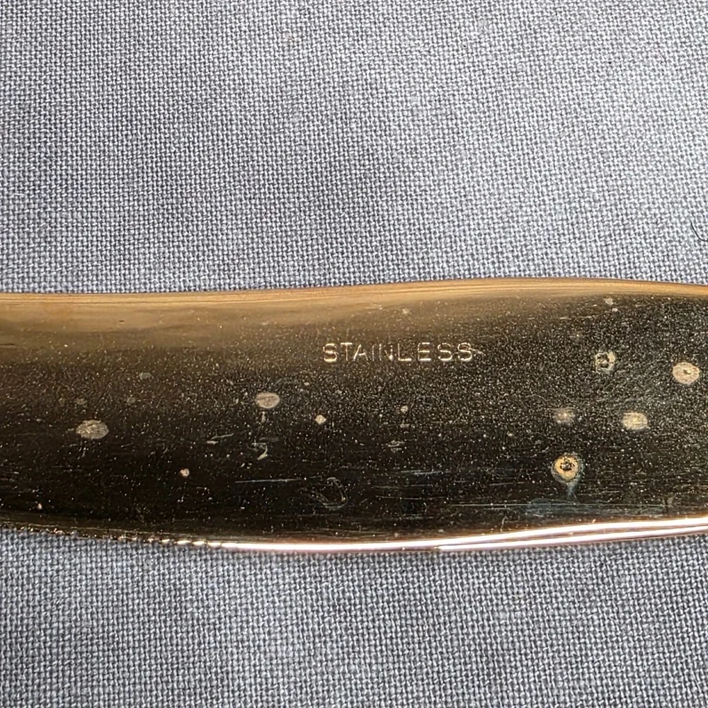 (X8) Hanford Forge Princeton Gold Electroplate Dinner Knives 8.5